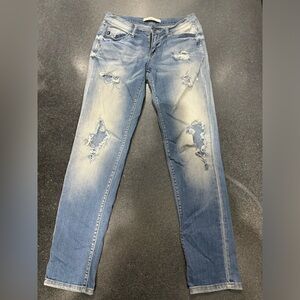 KanCan Light Blue Distressed Straight Leg Jeans